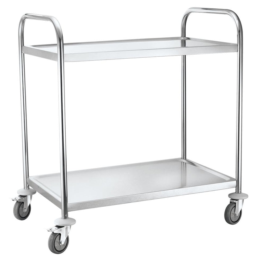 Serving trolley 2 trays chrome steel 910x590x950 mm 1/box