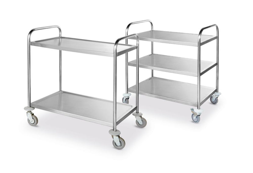 Serving trolley 3 trays chrome steel 900x590x930 mm 1/box