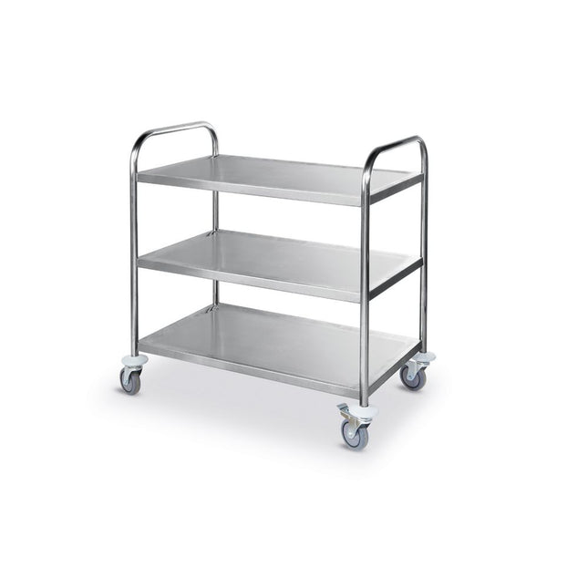 Serving trolley 3 trays chrome steel 900x590x930 mm 1/box