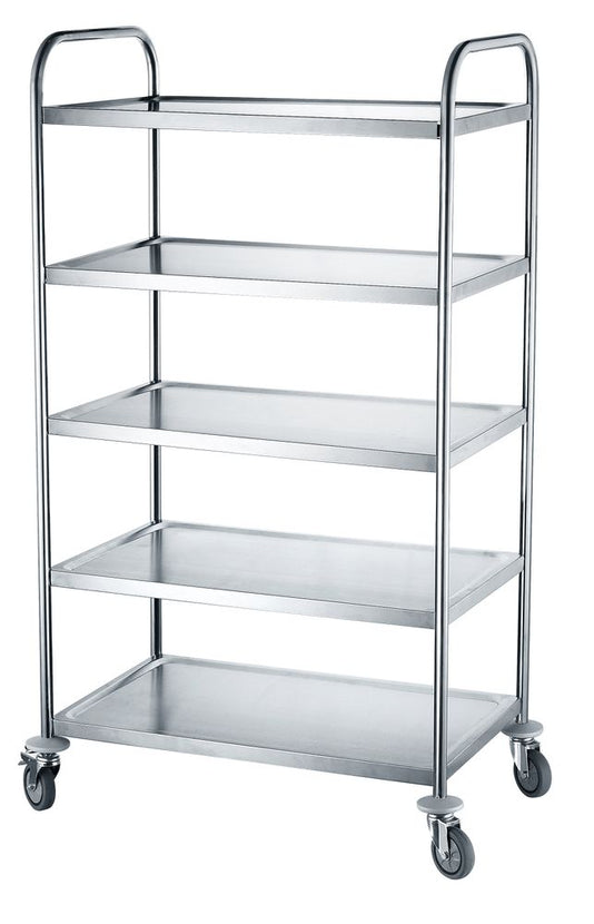 Serving trolley 5 trays stainless steel 18/0 860x540x1560 mm 1/box