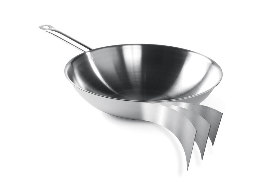 Wok pan stainless steel 360x90 mm with flat bottom of 145 mm 1/box