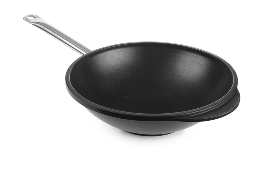 Wok pan cast aluminum 320x100 base 157 mm with stainless steel handle 1/b