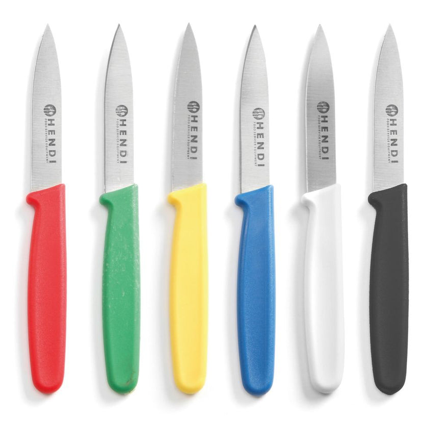 Paring knife set 75 mm white red blue green black yellow 1/box