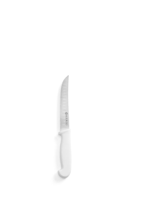 Universal knife long 130 mm white PP handle 1/box