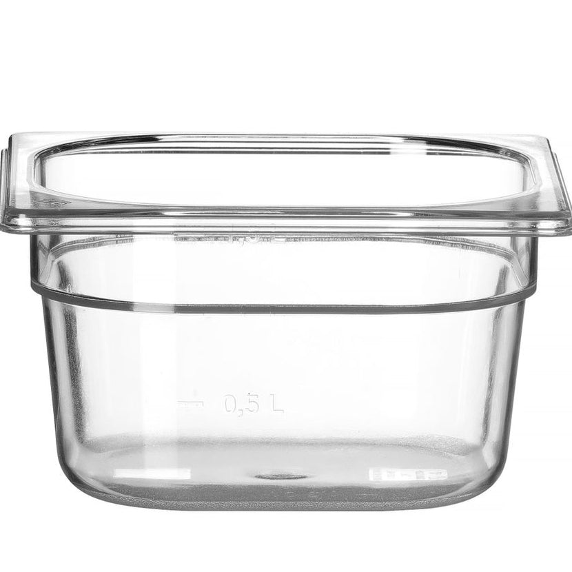 Gastronorm container 1/6 100 mmpolycarbonate transparent 1/box