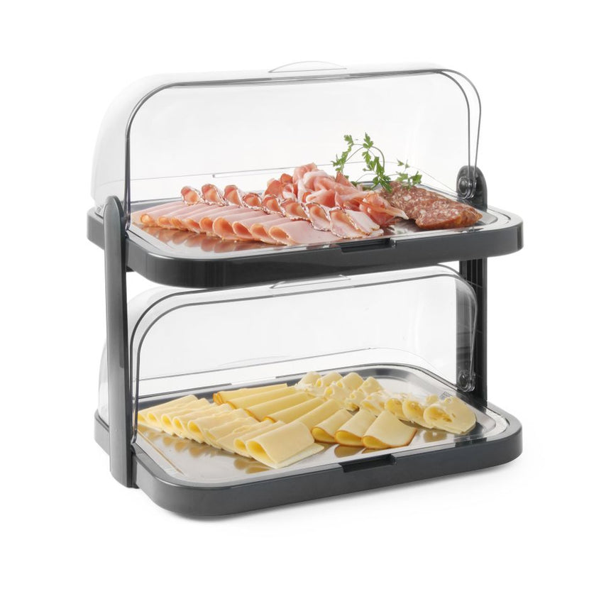 Roll top presentation double cooled with stainless steel tray 1/box