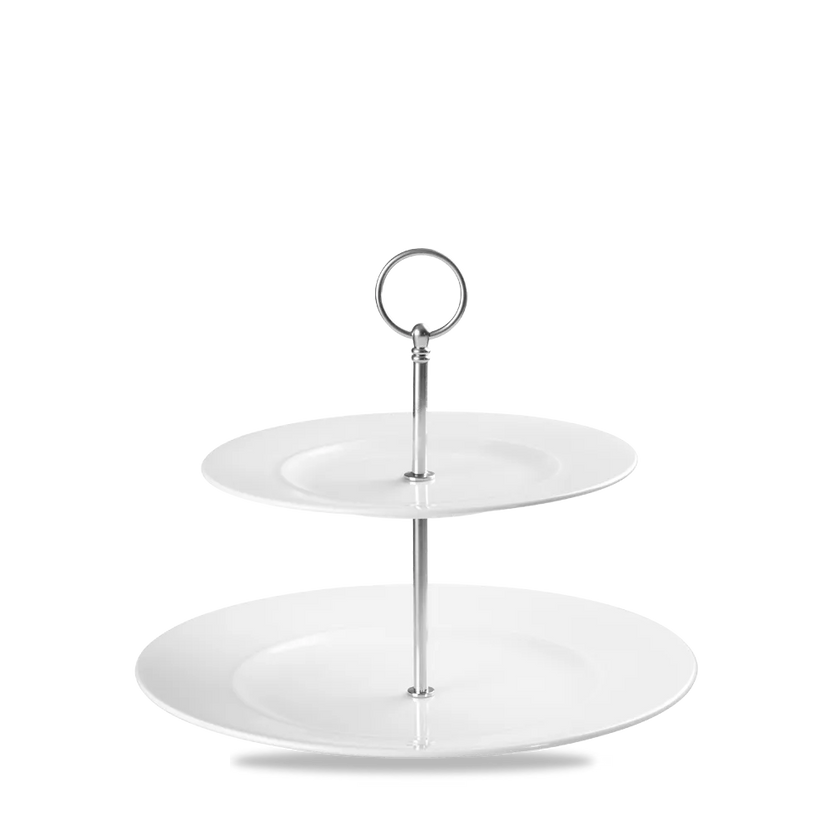 Alc Ambience White Standard Rim 2 Tier Plate Tower 11" 2/box