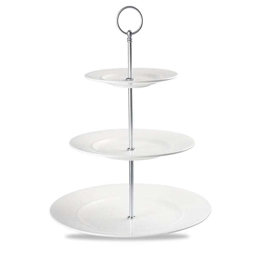 Alc Ambience White Standard Rim 3 Tier Plate Tower 11" 2/box
