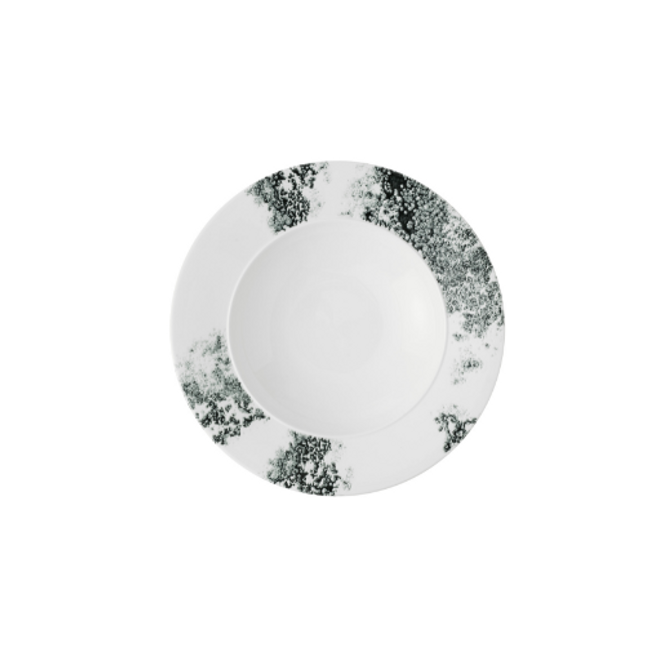 Ambience Smoke Black Standard Rim Bowl van Churchill, 28 cm, set van 6. Elegante kom met een zwarte rand en een rokerige uitstraling, ideaal voor het serveren van soepen, pasta's of salades. Duurzaam en stijlvol, perfect voor gebruik in de horeca.