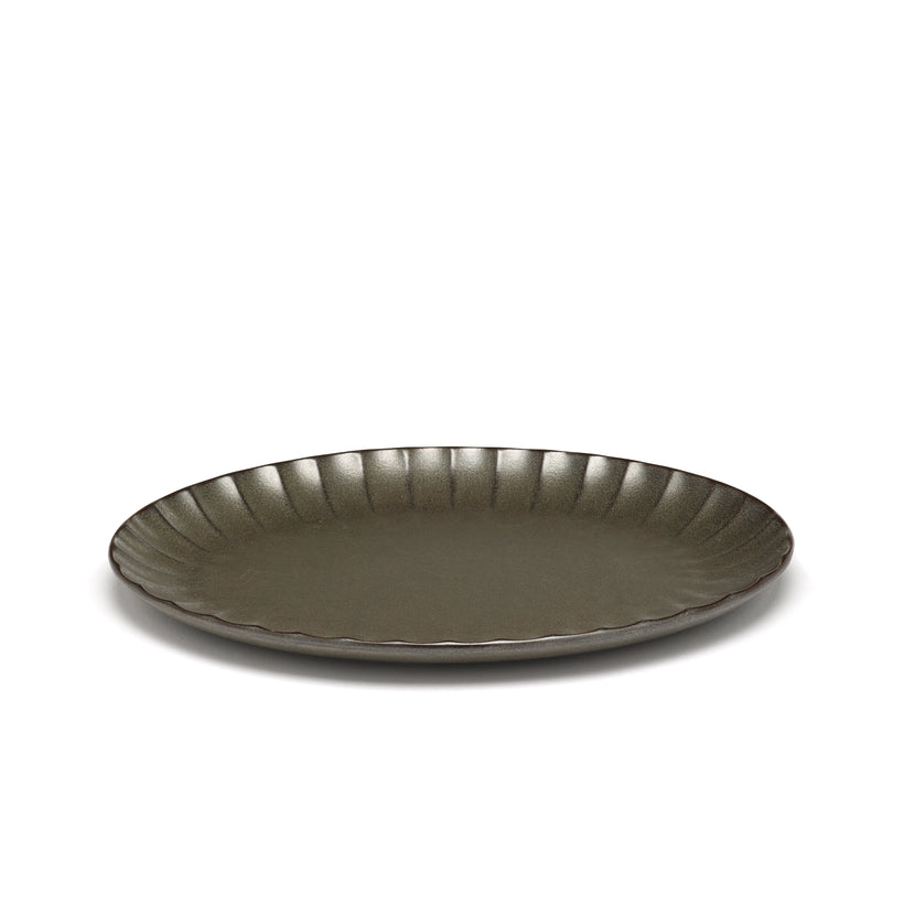 Inku Oval Plate S Green L 25 W 17.5 H 1.7 cm 4/Box