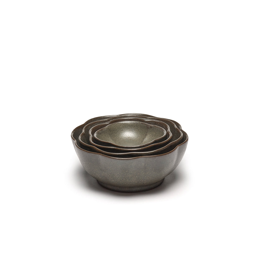 Inku Bowl Ribbed S Green L 9 W 9 H 3 cm 8/Box
