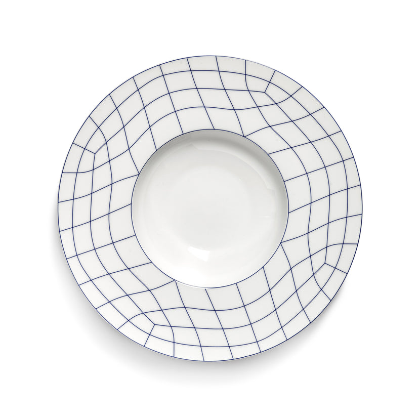 Nido Deep Plate Wide Edge White-Blue L 28 W 28 H 5 cm 2/Box