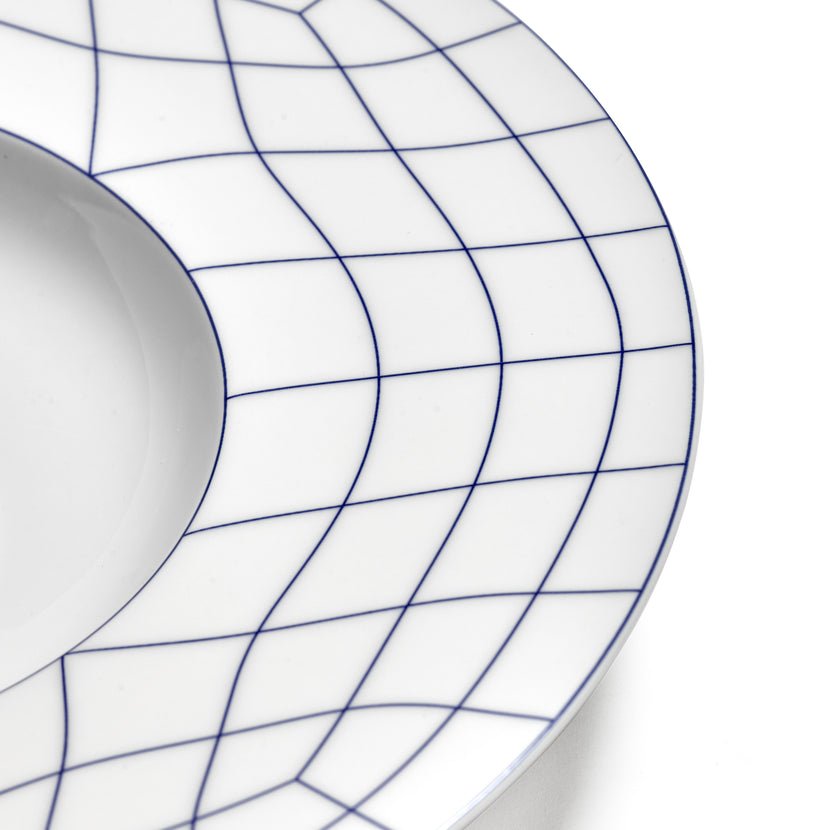 Nido Deep Plate Wide Edge White-Blue L 28 W 28 H 5 cm 2/Box