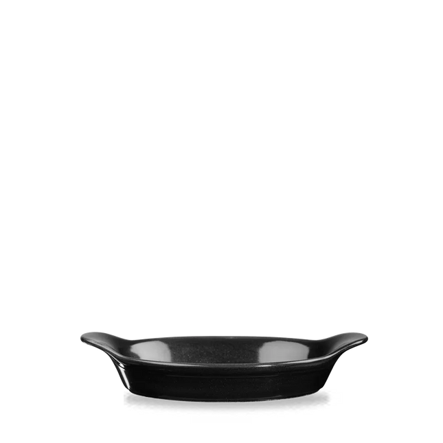 Metallic Black Intermediate Oval Eared Dish 6/box