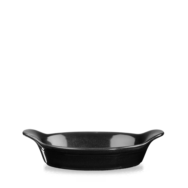 Metallic Black Large Round Eared Dish 21.5x17.5cm 6/box