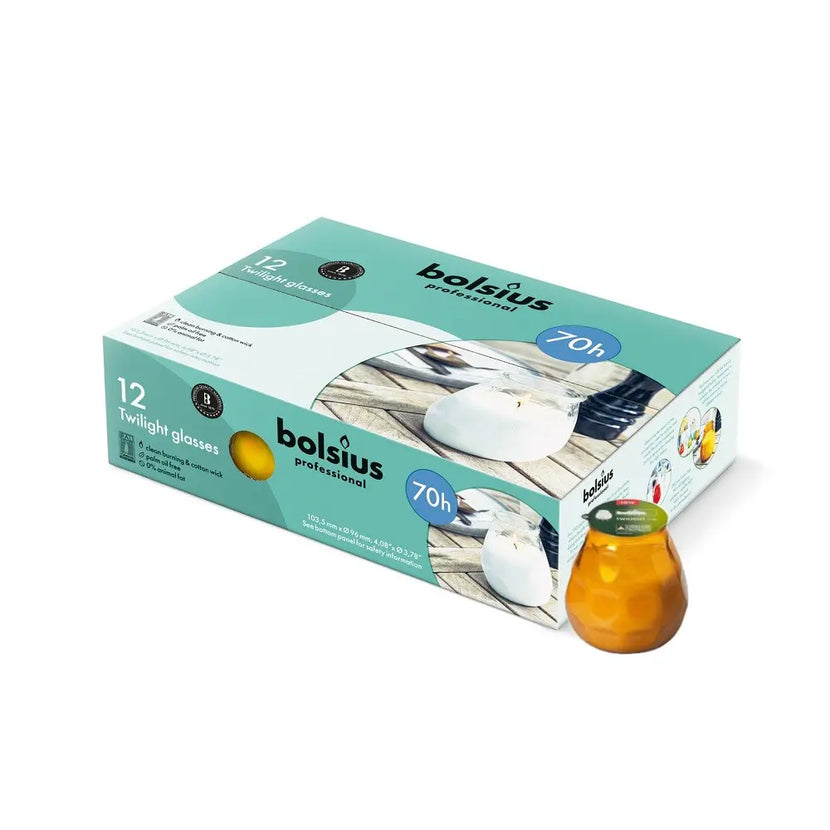Bolsius Twilight houder amber – set van 12 herbruikbare houders voor ReLight navullingen – APS Glass & Bar Supply

