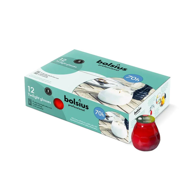 Bolsius Twilight houder rood – herbruikbare sfeerlichthouder voor ReLight – doos van 13 stuks – APS Glass & Bar Supply

