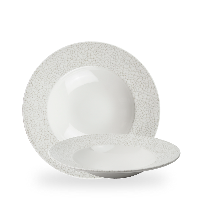 Viana Charcoal Grey Profile Wide Rim Bowl 28 cm – porseleinen bowl met brede rand en tegelstructuur – Churchill – 12 stuks

