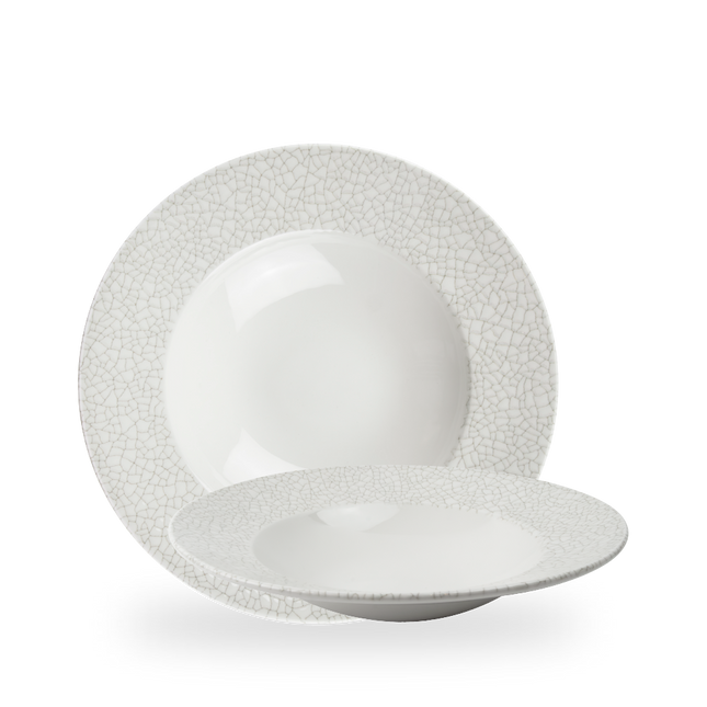 Viana Charcoal Grey Profile Wide Rim Bowl 28 cm – porseleinen bowl met brede rand en tegelstructuur – Churchill – 12 stuks

