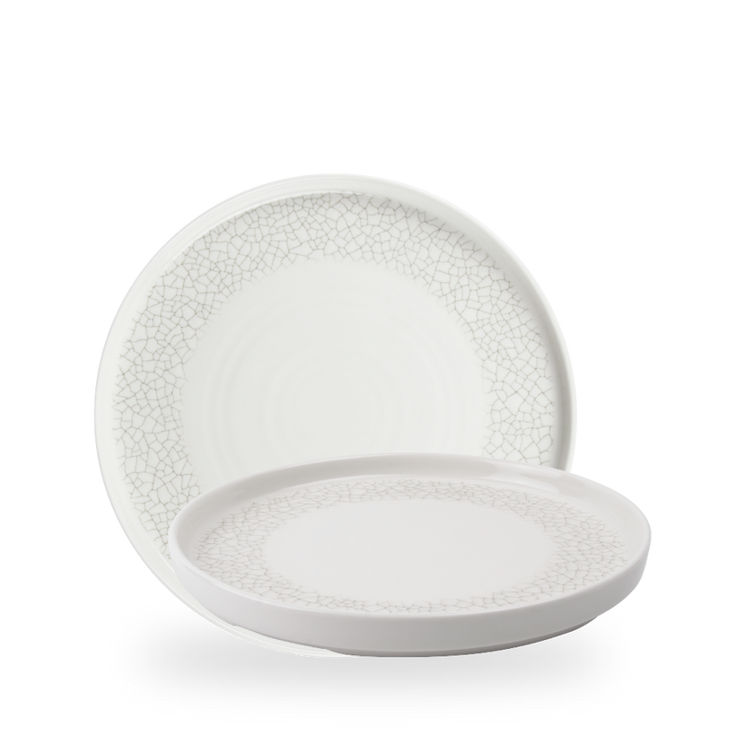 Viana Charcoal Grey Walled Plate 26 cm – porseleinen bord met reliëf en rand

