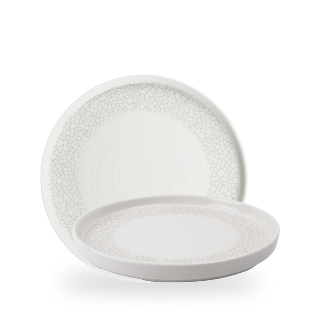 Viana Charcoal Grey Walled Plate 26 cm – porseleinen bord met reliëf en rand

