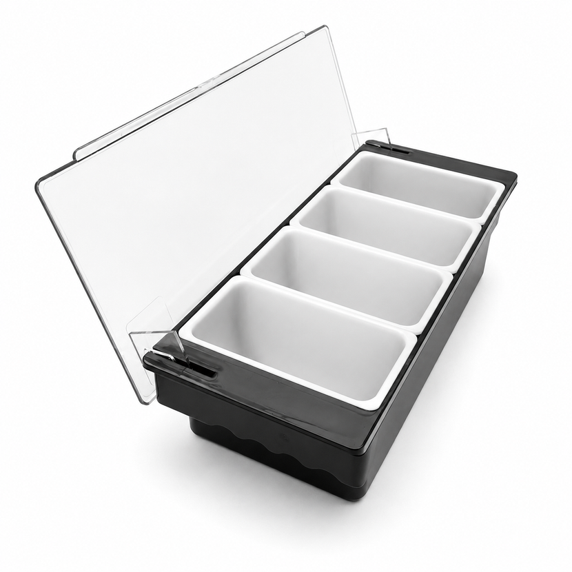 APS condimentenhouder 36,5 x 15 x 8 cm zwart – kunststof houder voor toppings in bar en keuken