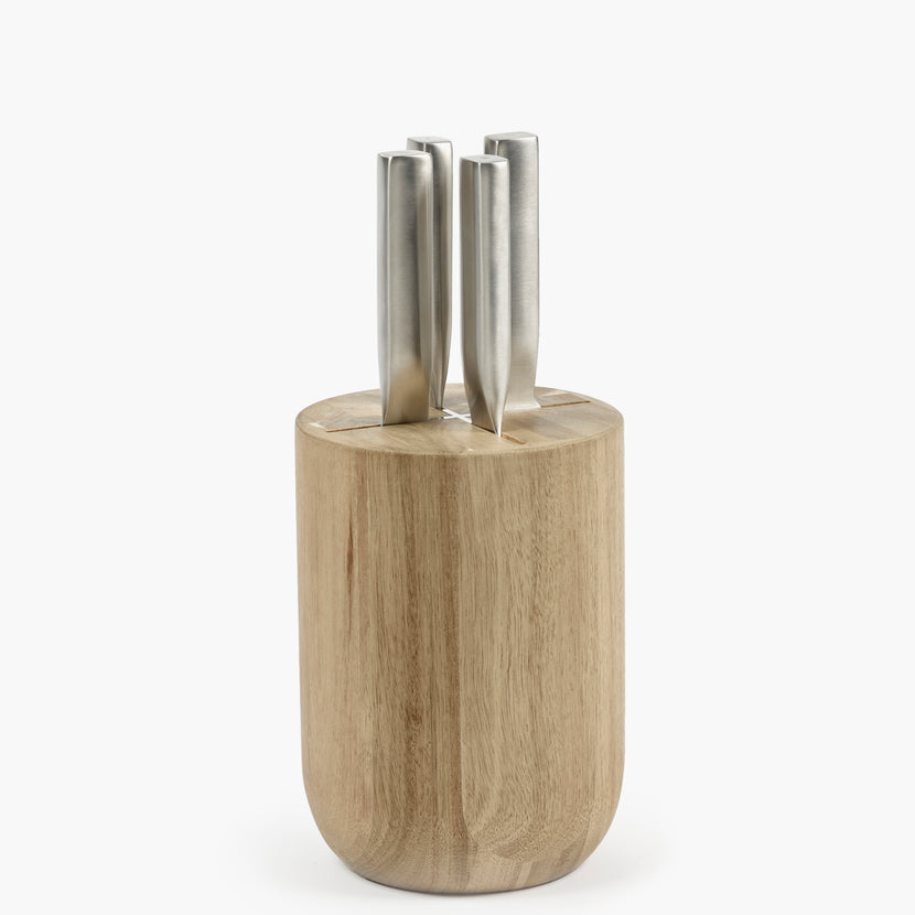 Messenset met houten messenblok Base