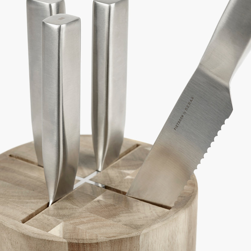 Messenset met houten messenblok Base