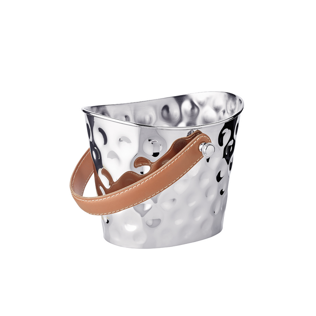 Edzard Ice bucket Gilbert, brown leather handle H 17 cm