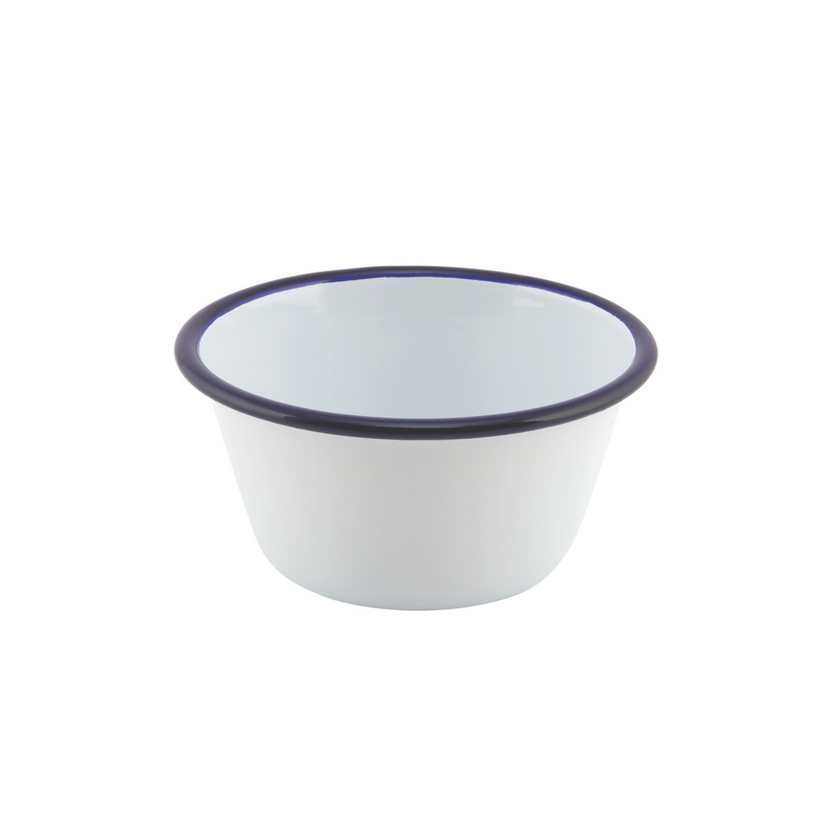 Enamel Oven Dish Round With Blue Rim 12 cm
