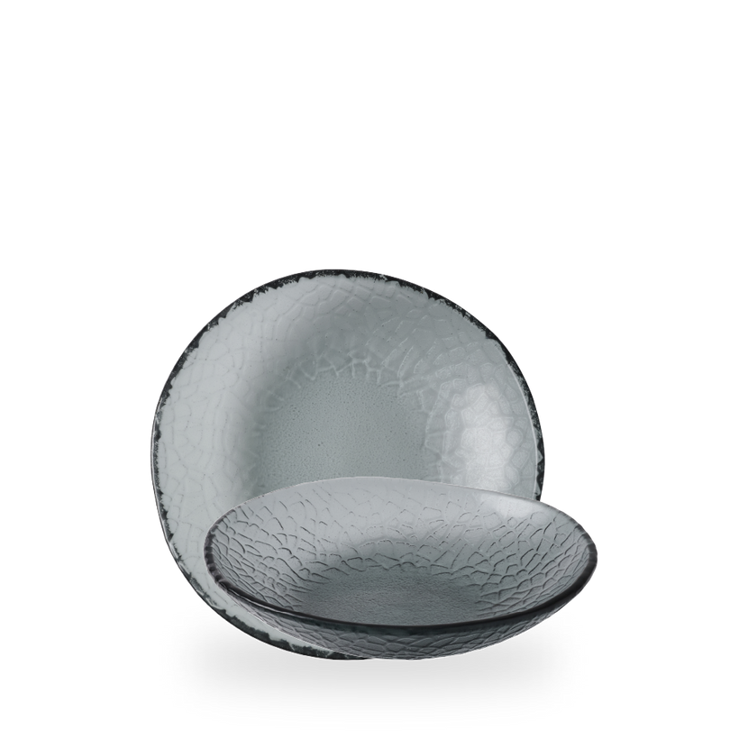 Churchill Viana Glass Dusk kom 21 cm – glazen kom met organische vorm en Viana-reliëf – set van 6 – APS Glass & Bar Supply

