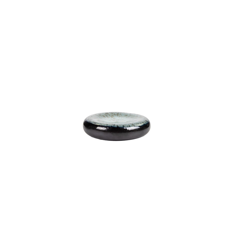 Ginza Nagare black round plate 20.5 cm 3/box