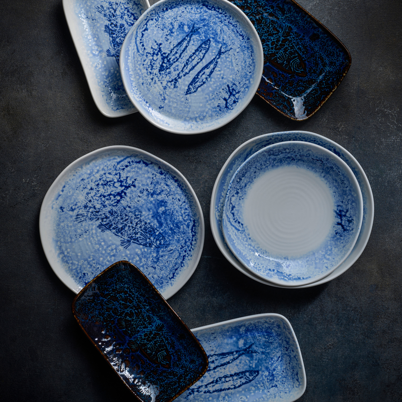 Inked Fresco Blue Natural Organic Plate 21,5 cm 6/box