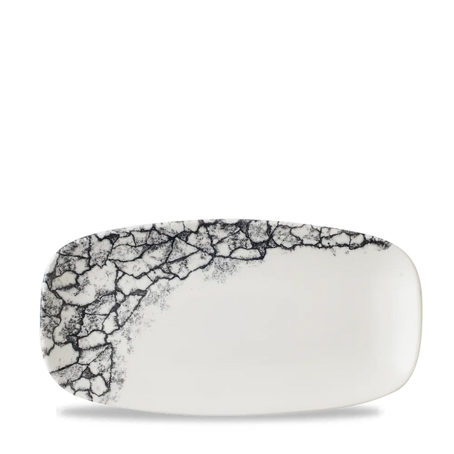 Kintsugi Accents Quartz Black Chefs Oblong Plate 12/box