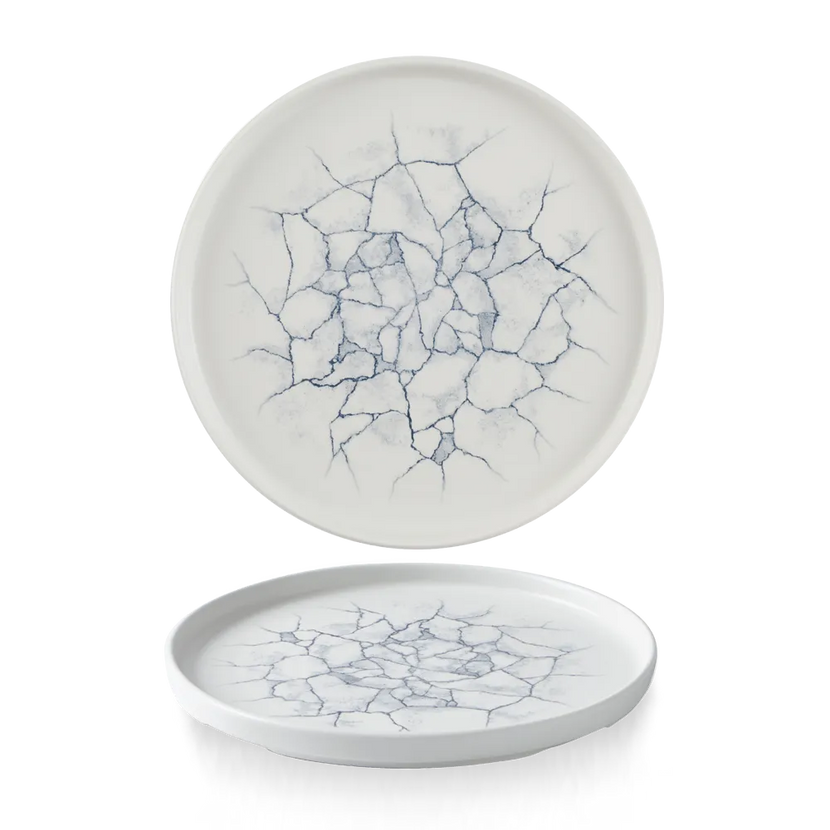 Pearl Gray Walled Plate 26 cm 6/box