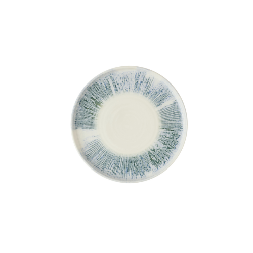 Lyra Blue Walled Plate 26cm, set van 6, premium Churchill porselein bord met blauwe kleur en verhoogde rand, ideaal voor diverse gerechten in de horeca.