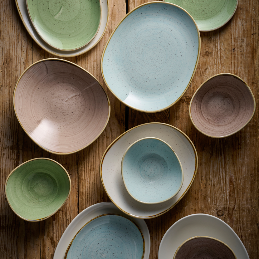 Stonecast Duck Egg Blue Opal Organic Plate 21 x 17,6 cm 12/box