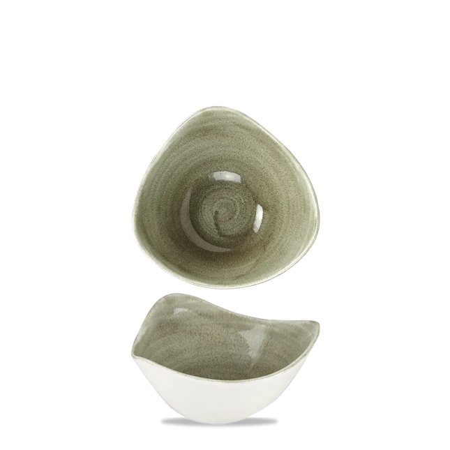 Stonecast Patina Burnished Green Triangular Bowl 15cm 12/box