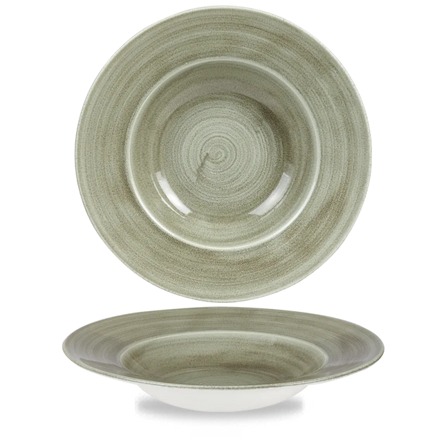 Stonecast Patina Burnished Green Profile Wide Rim Bowl Large