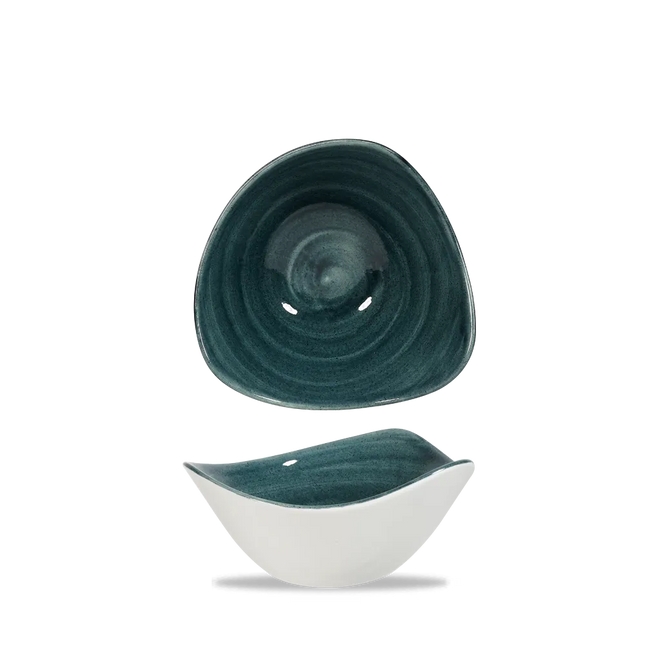 Stonecast Patina Rustic Teal Triangular Bowl 15cm 12/box