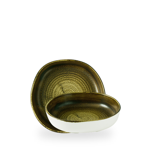 Churchill Stonecast Plume Olive organische kom met opstaande rand 20 cm