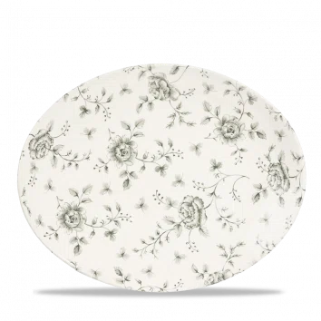 Rose Chintz Gray Orbit Oval Coupe Plate 12 1/2X10" 6/box