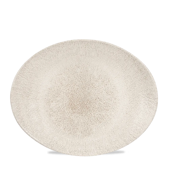 Raku Agate Grey Orbit Oval Coupe Plate 32cm X 25cm 12/box