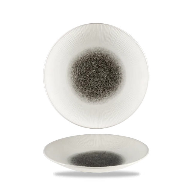 Raku Quartz Black Bamboo Deep Coupe Plate 25.5cm 12/box