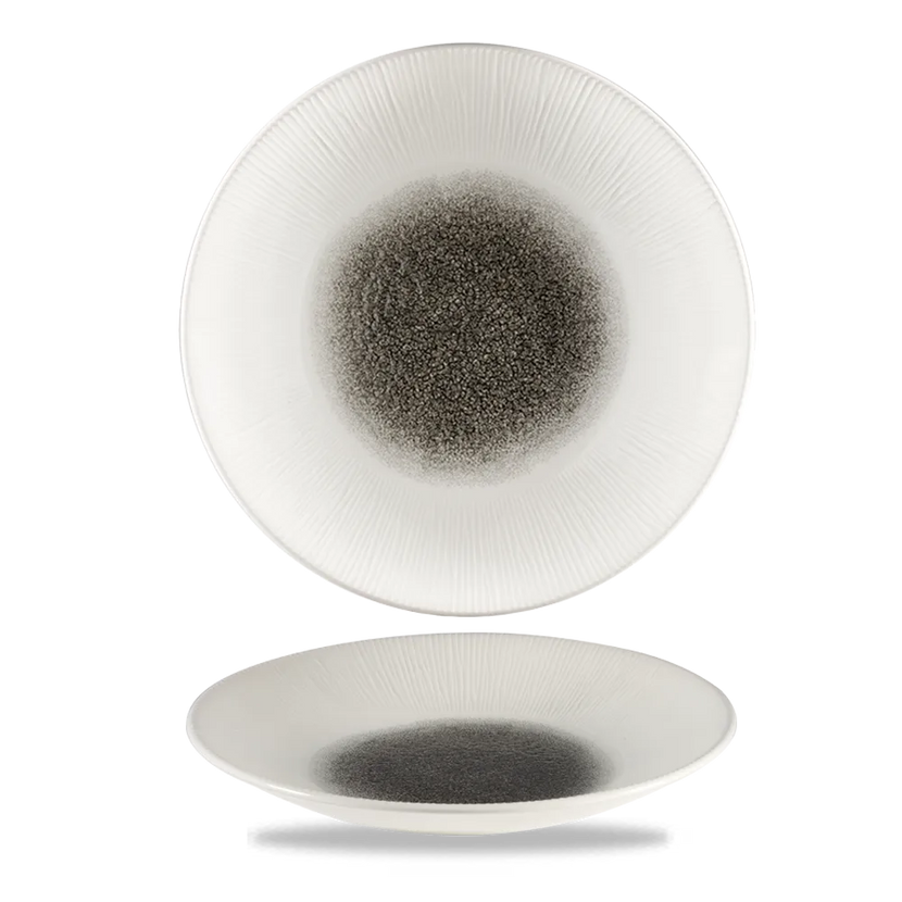 Raku Quartz Black Bamboo Deep Coupe Plate 28.1cm 12/box