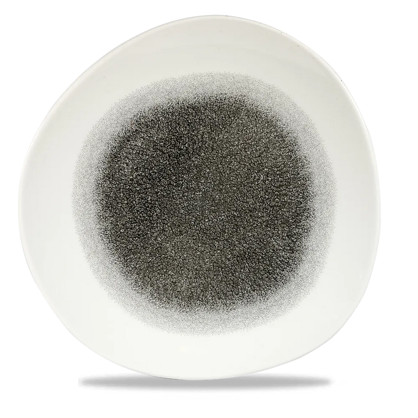 Raku Quartz Black Round Trace Plate 28.6cm 12/box