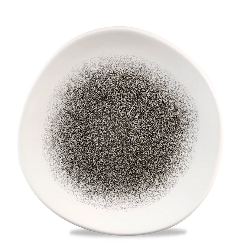 Raku Quartz Black Round Trace Plate 21cm 12/box