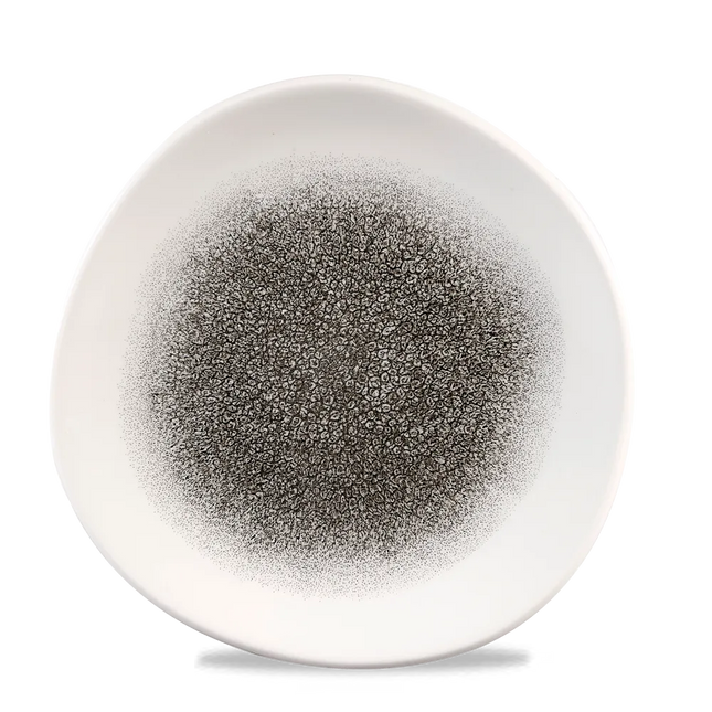 Raku Quartz Black Round Trace Plate 21cm 12/box