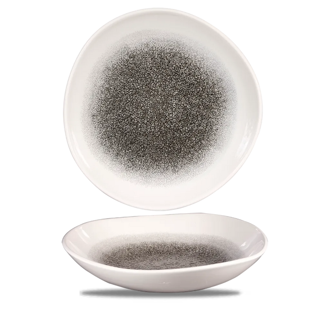 Raku Quartz Black Round Trace Bowl 25.5cm 12/box