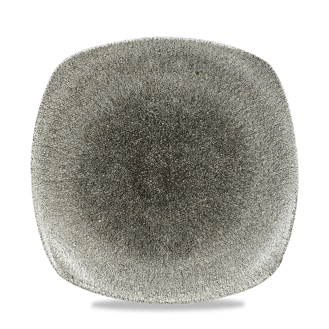 Raku Quartz Black X Squared Square Plate 25cm 12/box